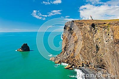 Lighthouse at cape Dyrholaey Stock Photo