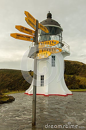 Lighthouse Cape Reinga on the North Island of New Zealand Editorial Stock Photo