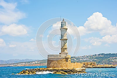 Lighthouse at Chania Crete. Stock Photo