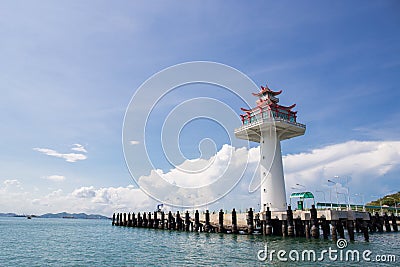 Lighthouse china sytle at Koh Sri-Chang ,Chonburi . Stock Photo