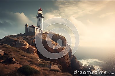 Lighthouse on the coast of Cabo da Roca, Portugal Stock Photo