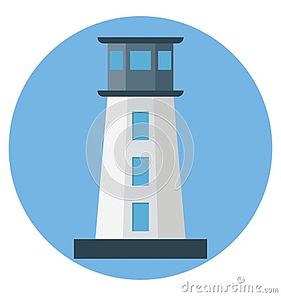 Lighthouse Color Isolated Vector Icon that easily can be modified and edit. Vector Illustration