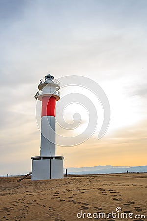 Lighthouse in the Delta de l'Ebre Natural Park Stock Photo