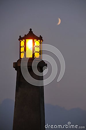 Lighthouse in the dusk Stock Photo
