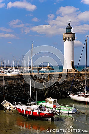 Lighthouse the Haliguen port in France Stock Photo