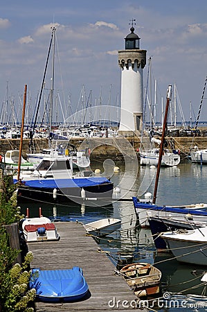 Lighthouse the Haliguen port in France Stock Photo