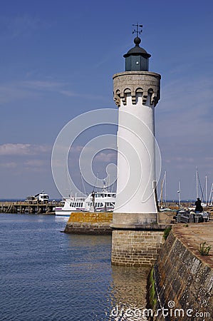 Lighthouse of Haliguen port at Quiberon Stock Photo