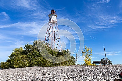A Lighthouse on Hecla Island Manitoba Stock Photo