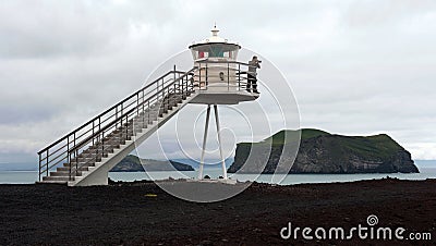 Lighthouse at Heimaey island, Iceland Stock Photo