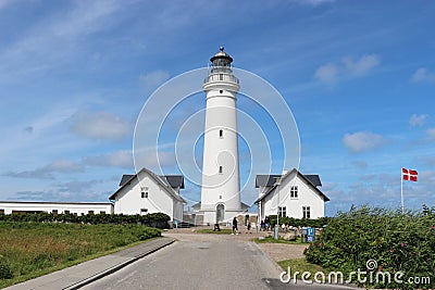 Lighthouse in Hirtshals, Denmark, named Hirtshals Fyr. Editorial Stock Photo