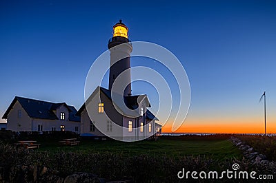 Lighthouse Hirtshals Fyr and house of the lighthouse keeper. Stock Photo