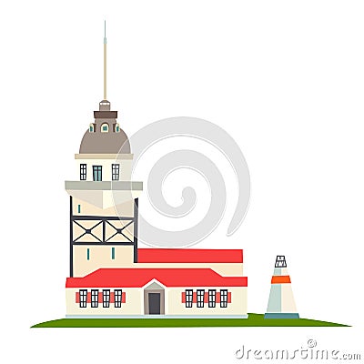 Lighthouse icon. Istanbul landmarks, isolated on white background Vector Illustration