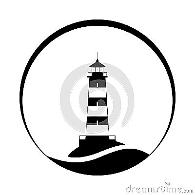 Lighthouse sign in the circle Cartoon Illustration