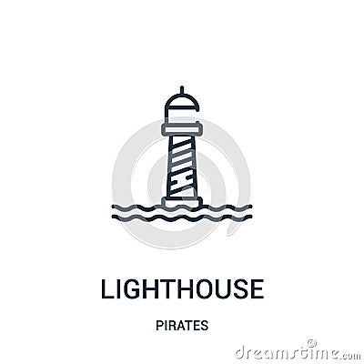 lighthouse icon vector from pirates collection. Thin line lighthouse outline icon vector illustration. Linear symbol for use on Vector Illustration