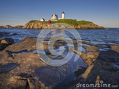 Lighthouse island off the coast of Maine Stock Photo