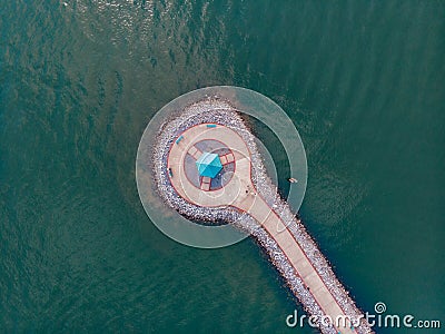 Lighthouse landing island overlook by DJI mavic mini Stock Photo