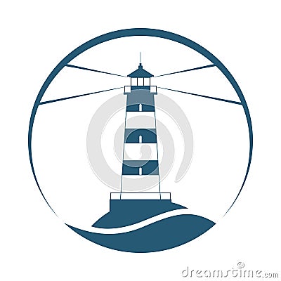 Lighthouse symbol in the circle Cartoon Illustration