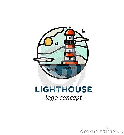 Lighthouse logo concept. Vector Illustration