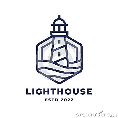 Lighthouse logo line icon Vector Illustration