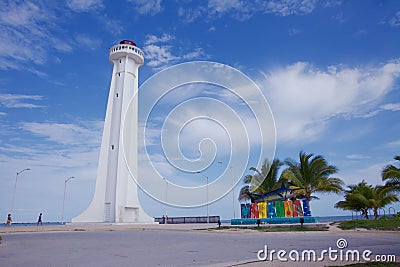 Lighthouse in Mahahual Stock Photo