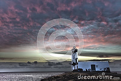 Lighthouse Maria Pia, Praia, Cape Verde. Stock Photo