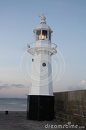 Lighthouse in Mevagissey, Cornwall, UK Stock Photo