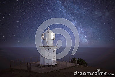 Lighthouse at night Stock Photo