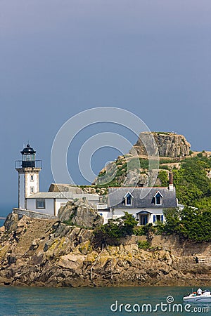 lighthouse, Pointe de Pen al Lann, Brittany, France Stock Photo