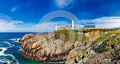 Lighthouse Pointe de Saint-Mathieu, Brittany Bretagne, France Stock Photo