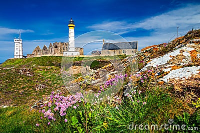 Lighthouse Pointe de Saint-Mathieu, Brittany Bretagne, France Stock Photo