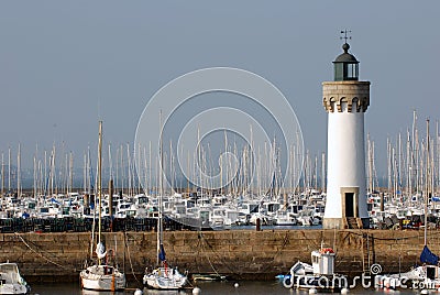 The lighthouse at Port Haliguen Editorial Stock Photo