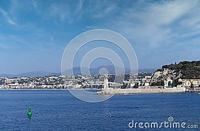 Lighthouse Port Lympia in Nice France summer Stock Photo