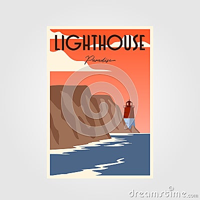 Lighthouse poster vintage minimalist illustration design Vector Illustration