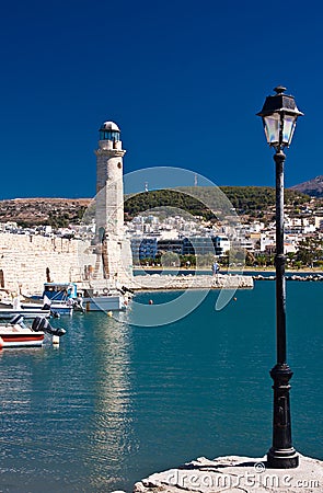 Lighthouse in Rethymnon, Crete, Greece Stock Photo