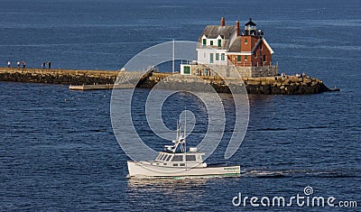 Lighthouse in Rockland, Maine Editorial Stock Photo