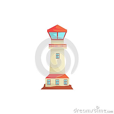 Lighthouse, searchlight tower for maritime navigation guidance vector Illustration Vector Illustration