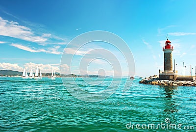 Lighthouse of St. Tropez. Mediterranean landscape. French rivierera Stock Photo