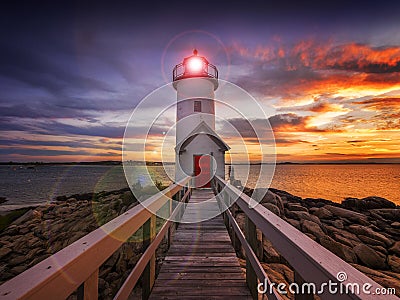 Lighthouse at sunset Stock Photo