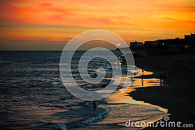 Lighthouse at sunset Stock Photo