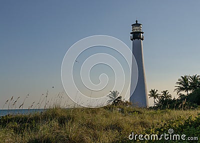 Lighthouse during sunset on key biscayne, Miami Florida Stock Photo