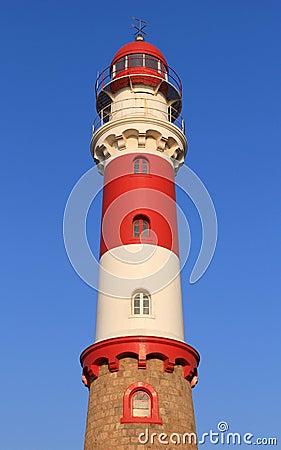 Lighthouse in Swakopmund, germam colonial city. Stock Photo