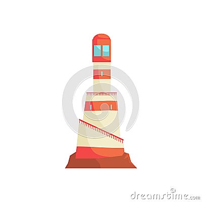 Lighthouse, tower with a beam of searchlight for marine navigation vector Illustration Vector Illustration