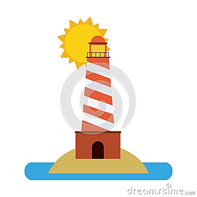 Lighthouse under sun Vector Illustration