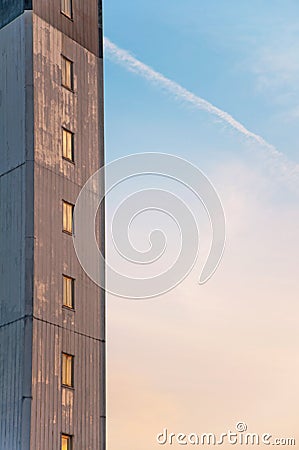 Lighthouse Windows against the Sunset Stock Photo