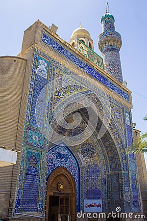 Lighthouses and doors of the mosque of Kufa Stock Photo