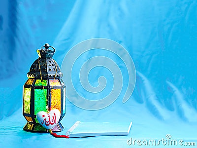 lighting with colors on muslim style& x27;s lantern Stock Photo