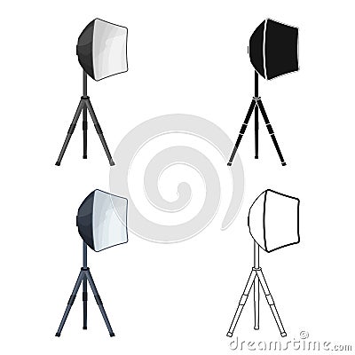 Lighting device on a tripod.Making movie single icon in cartoon style vector symbol stock illustration web. Vector Illustration