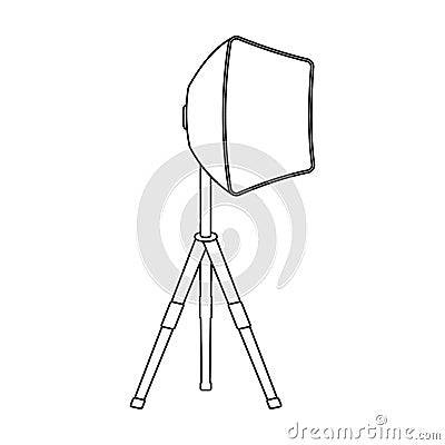 Lighting device on a tripod.Making movie single icon in outline style vector symbol stock illustration web. Vector Illustration