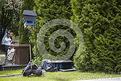 Lighting equipment for a large stage Stock Photo