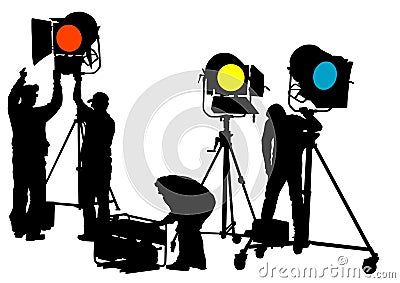 Lighting equipment workers Vector Illustration